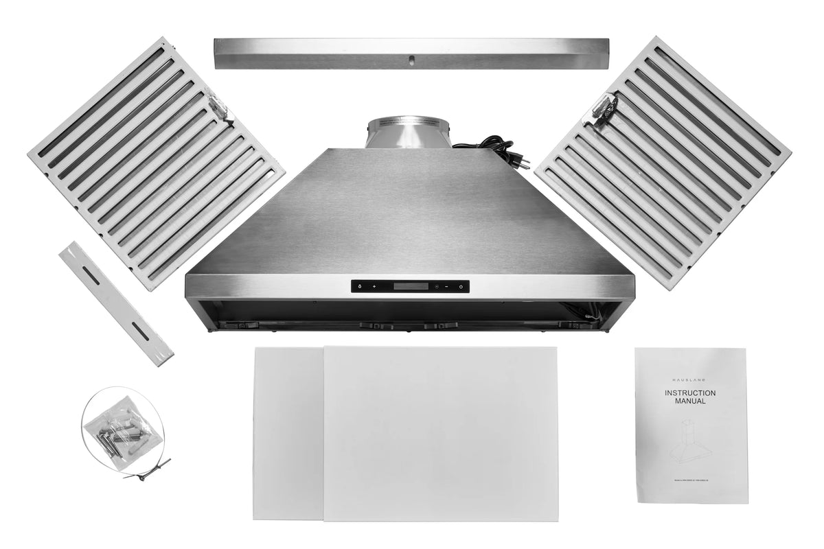 Hauslane Chef Series 36'' Stainless Steel Wall-Mount Range Hood 860 CFM, Touch Screen, Easy Clean Baffle Filters, LED Lamps