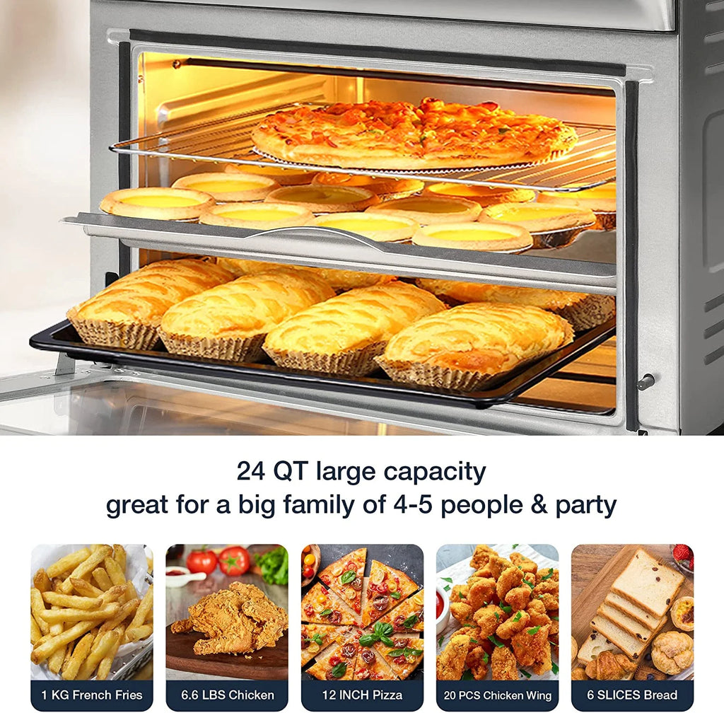 Air Fryer Ovens Countertop, Convection Toaster Oven with 10 Cooking Functions, 6-Slice Toast &12-Inch Pizza Capacity, 6 Accessories Included, Auto Shut off, 24 Quart