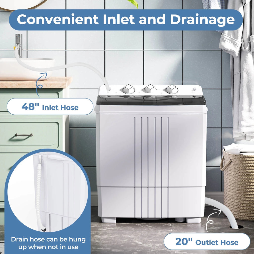 Costway Twin Tub 20Lbs Top Load Washing Machine with Gravity Drain