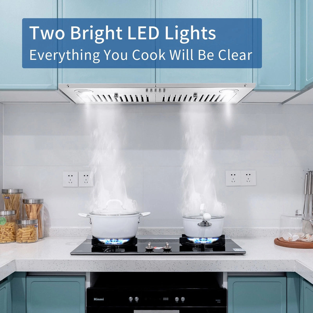 Range Hood 30 inch Insert Vent Hood 600 CFM Built-in Stainless Steel Range Hood Powerful Exhaust Vent Fan