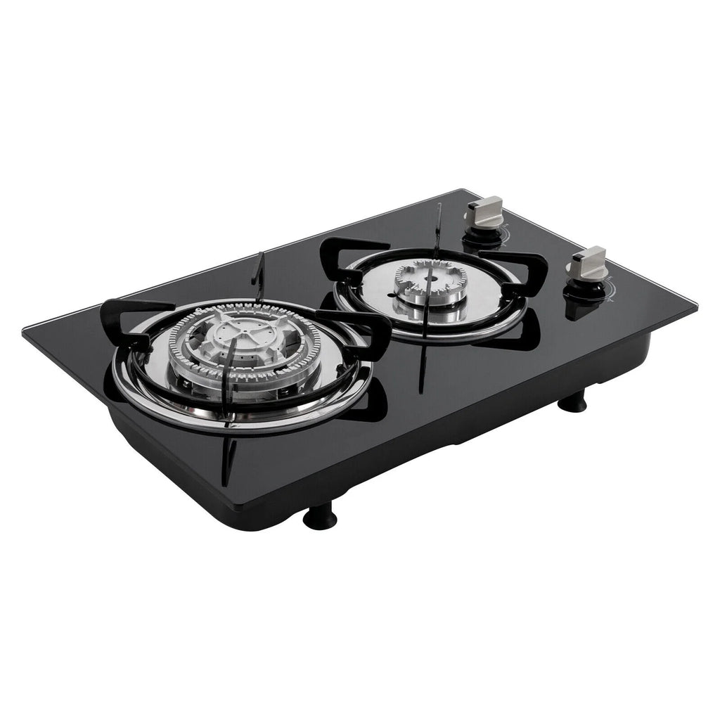 2 Burner Modern Gas Cooktop Gas Stove Top with 2 Burner Black 20.47*12.6 in
