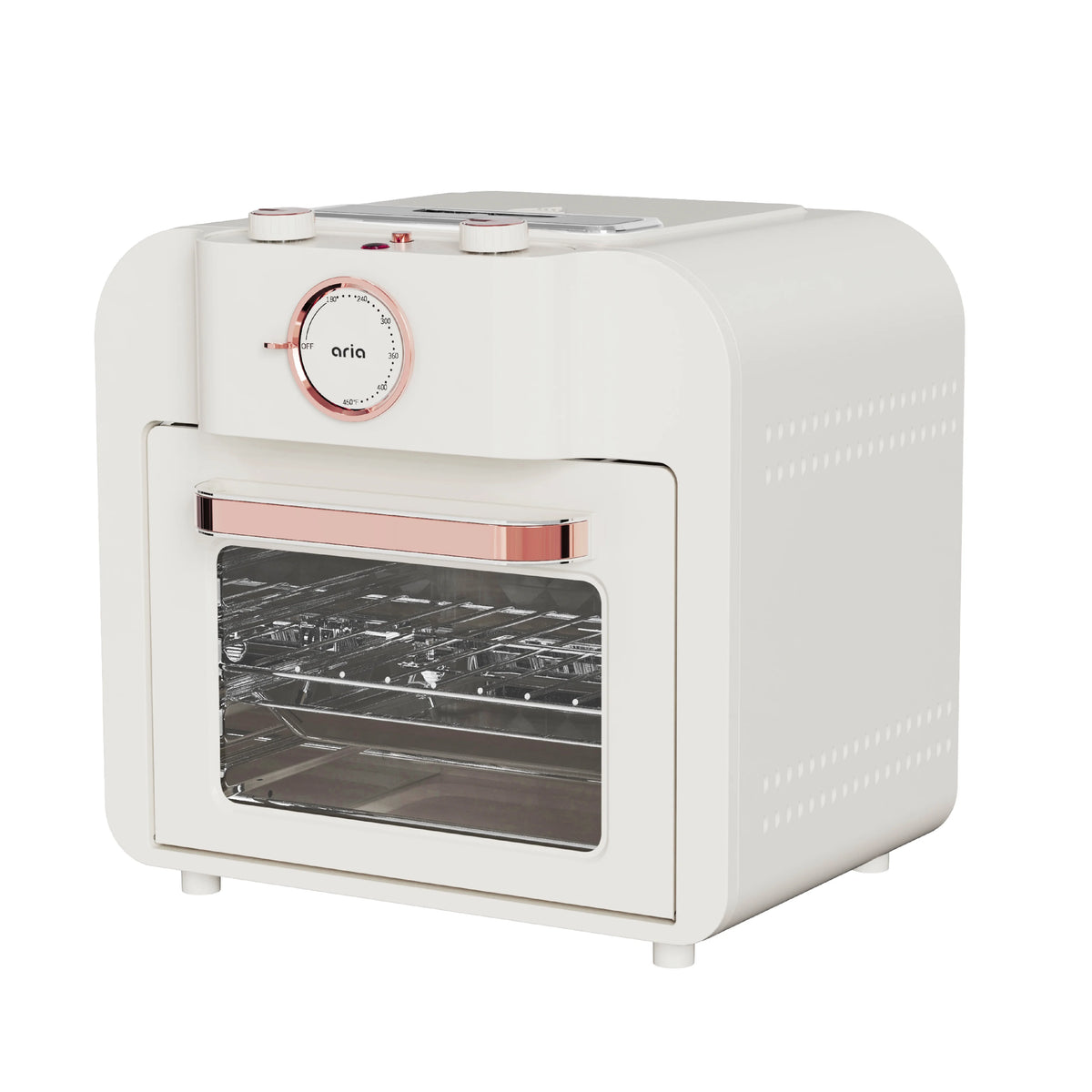 Aria 16QT Retro Compact Multifunctional Air Fryer Toaster Oven with Accessories  - Pearl