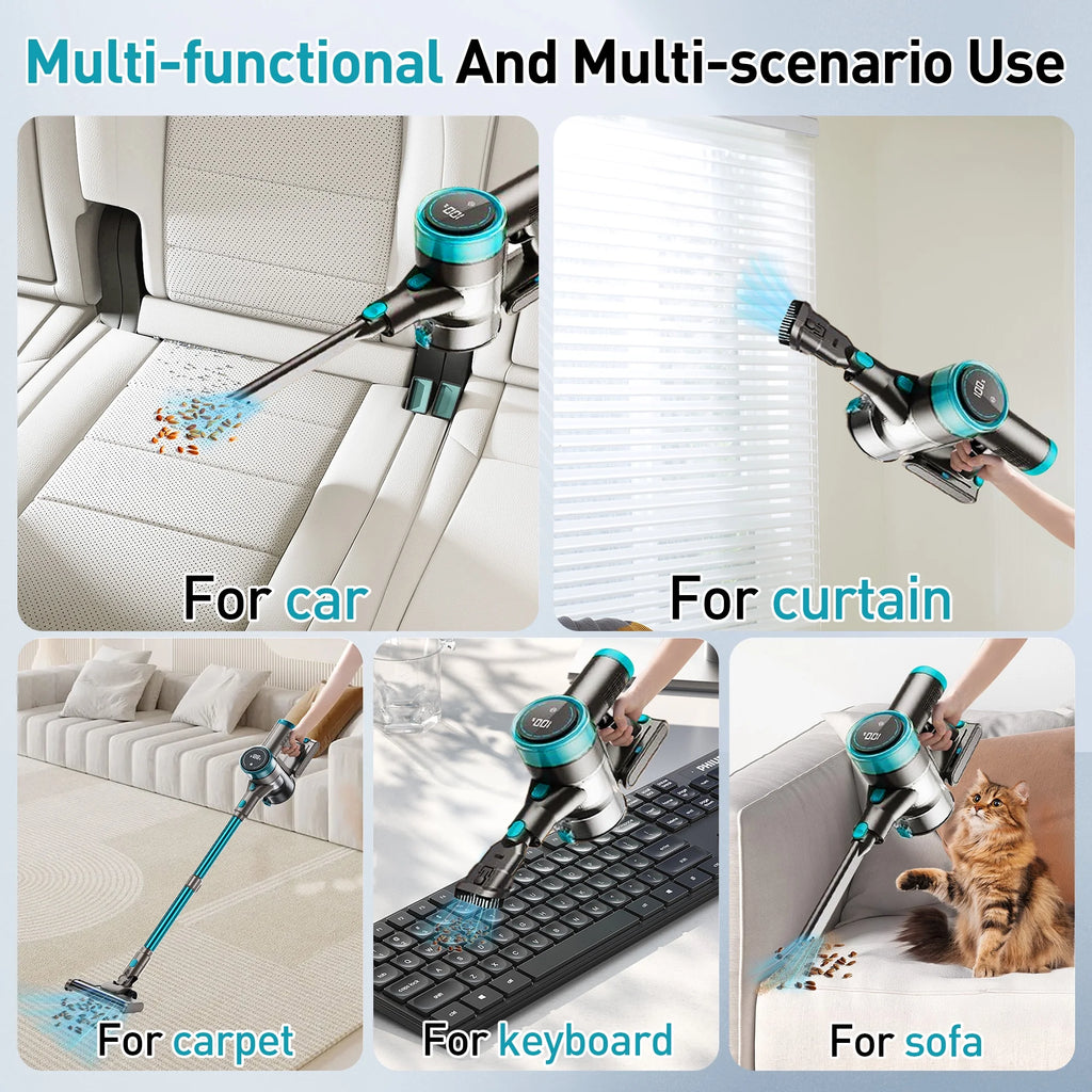KANFUAQ Cordless Stick Vacuum Cleaner 38KPA 50Mins 2200mAh Lightweight for Home Pet Hair Carpet Hard Floor
