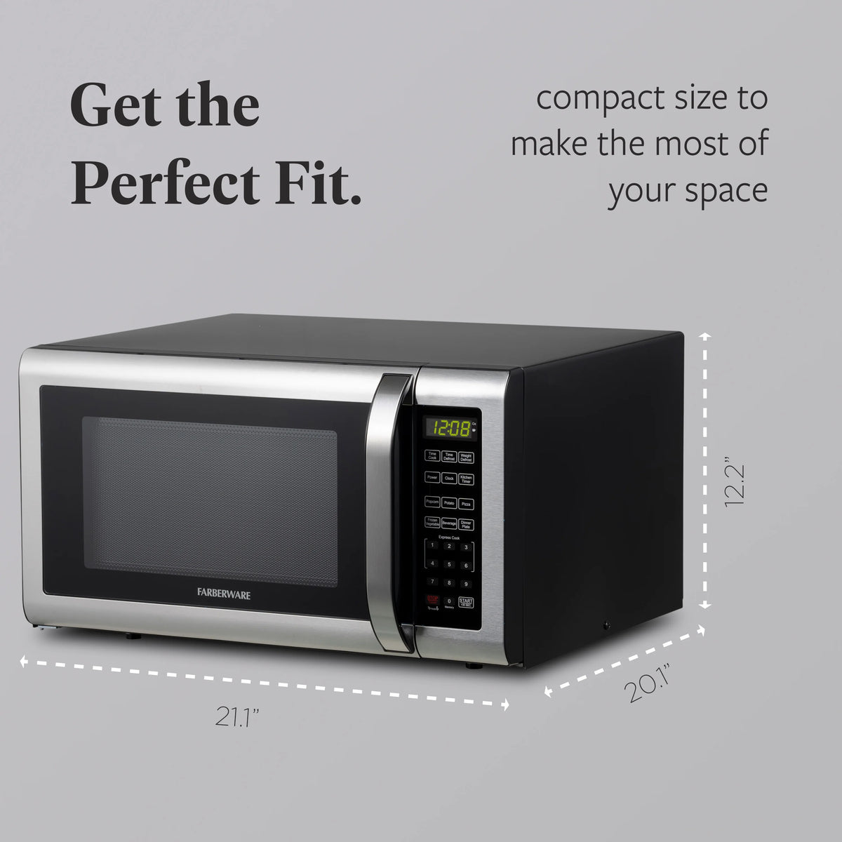 Farberware FMGZ09BKA 0.9 Cu. Ft. Microwave Oven, 900W, Digital Control, LED Display, 6 Cooking Presets, Black