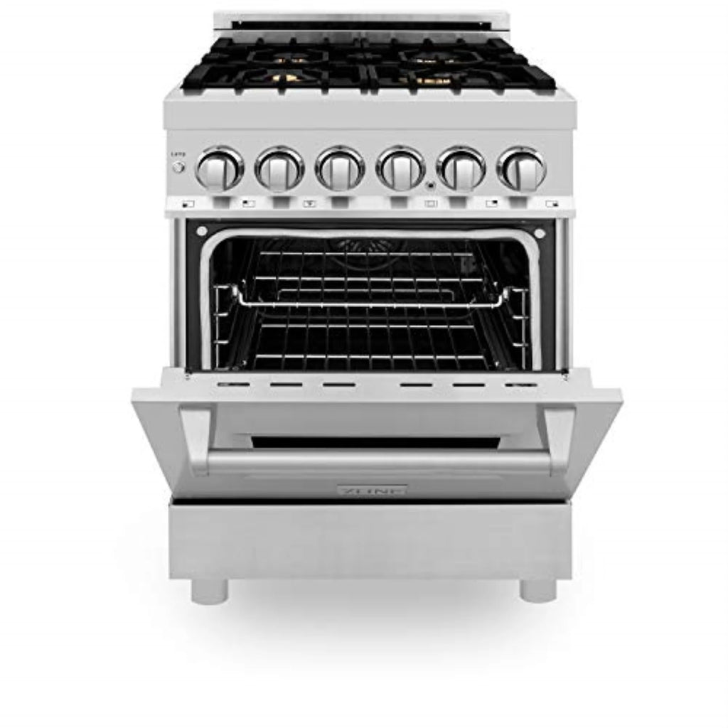ZLINE 24 In. 2.8 Cu. Ft. Professional Dual Fuel Range In Stainless Steel With Brass Burners (RA-BR-24)
