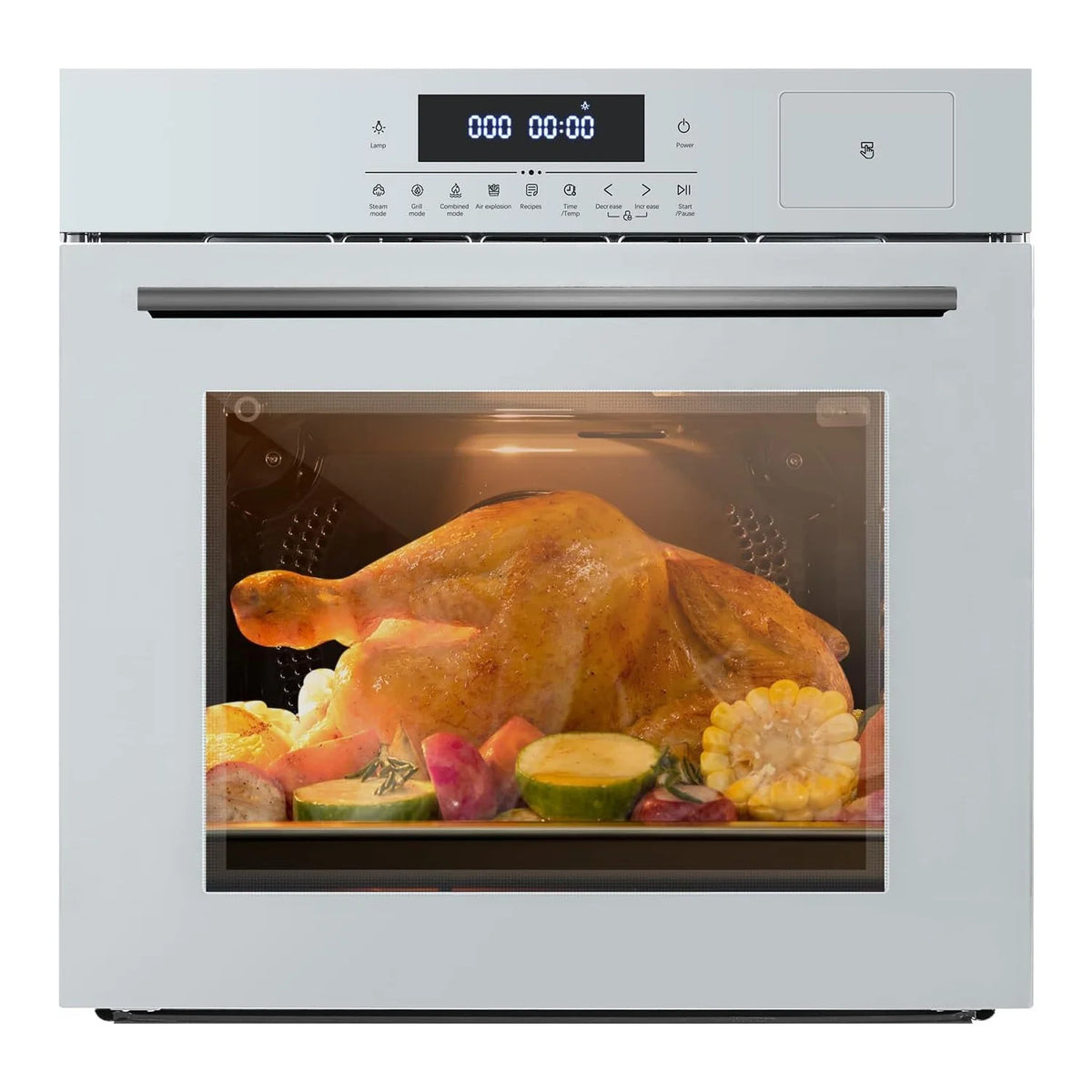 Garvee 24" Single Wall Oven, 2.5 Cu.ft Built-in Electric Wall Oven with 10 Cooking Functions, Stainless Steel Convection Wall Oven w/LED Touch Control, Safety Lock, 3000W, 240V, Silver