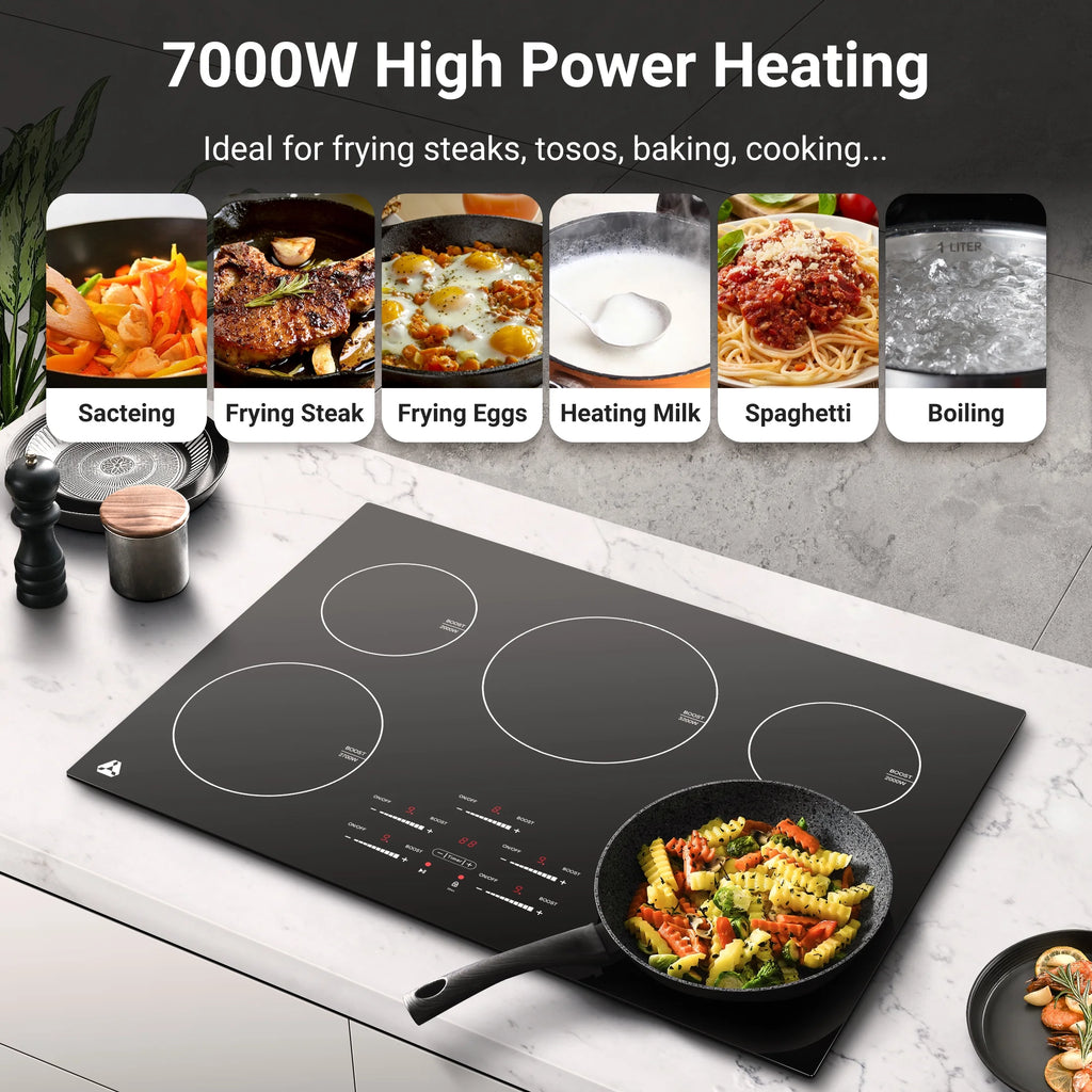 Sunmaki 30-Inch Electric Cooktop, 5-Burner Built-in Ceramic Glass Stove Top with Touch Control, 10600W