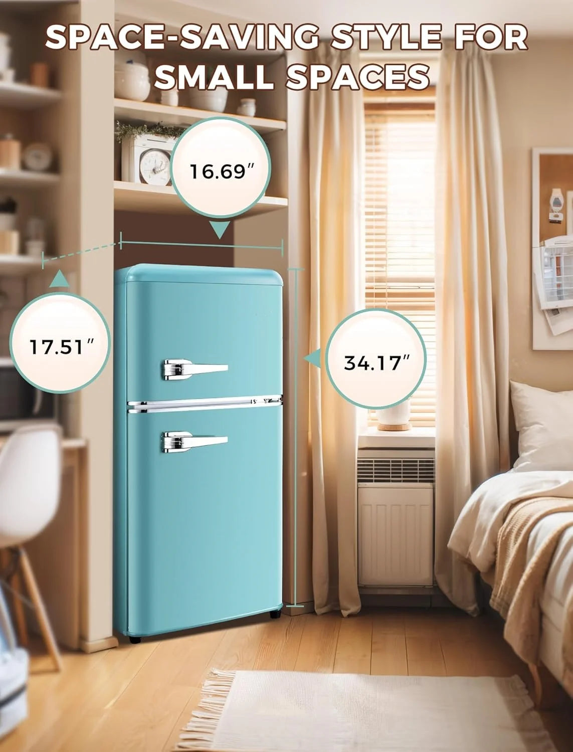 GGTB 3.0 Cu.ft Two Door Small Refrigerator with Freezer, Compact Retro Mini Refrigerator for Dorm, Office, Bar, RV, Bedroom, Red