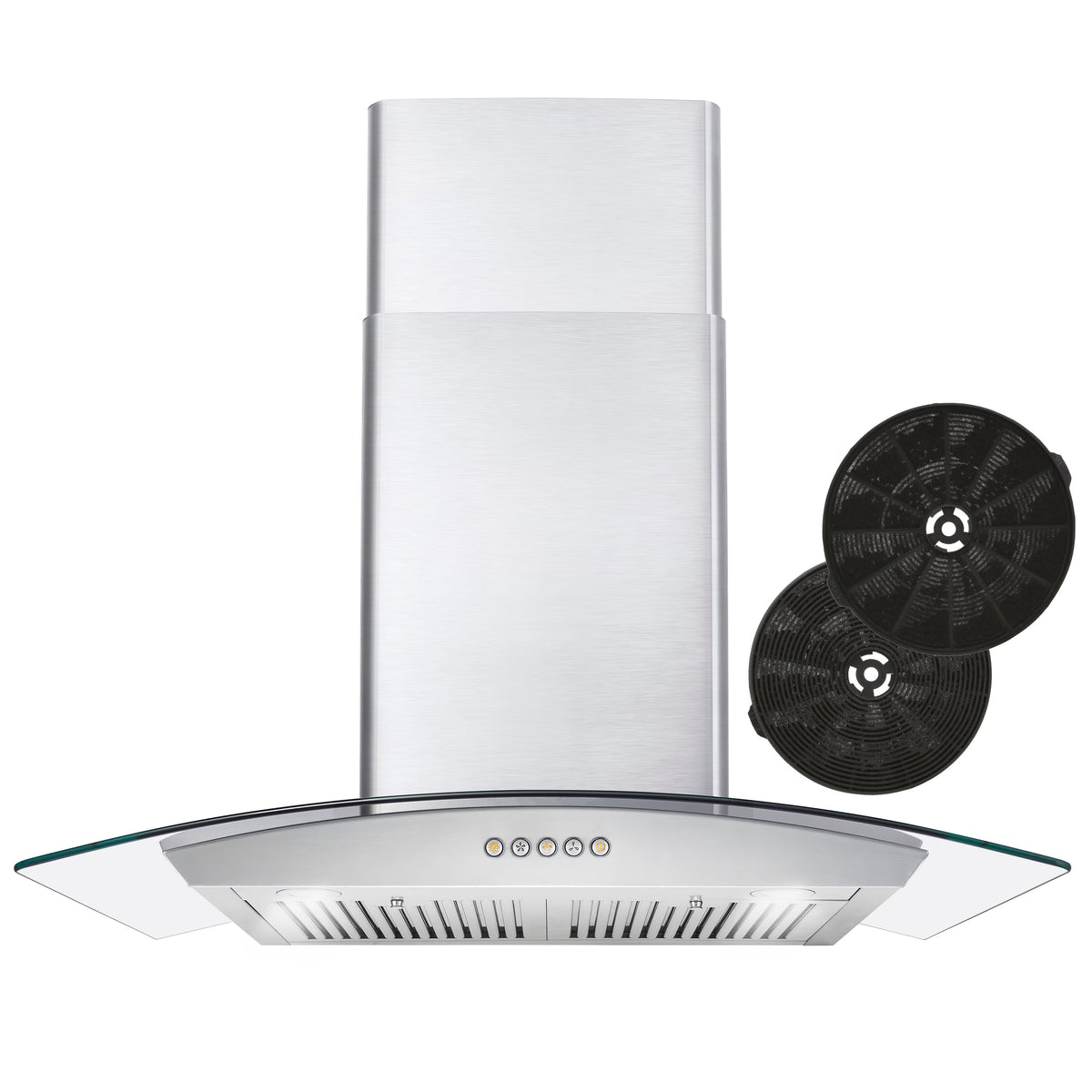 30 in. Vista Collection Ductless Wall Mount Range Hood, Button Controls, LED Lights, Stainless Steel