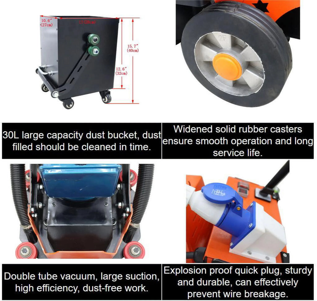 Concrete Grinding Polishing Machine Epoxy Floor Grinder Sander 220V with Vacuum Dust-free