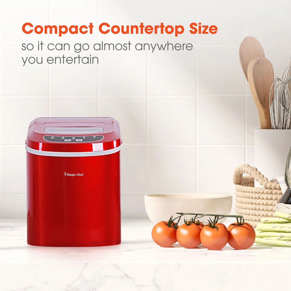 Magic Chef 27 lb. Capacity Portable Countertop Ice Maker, Black (Bullet Ice)