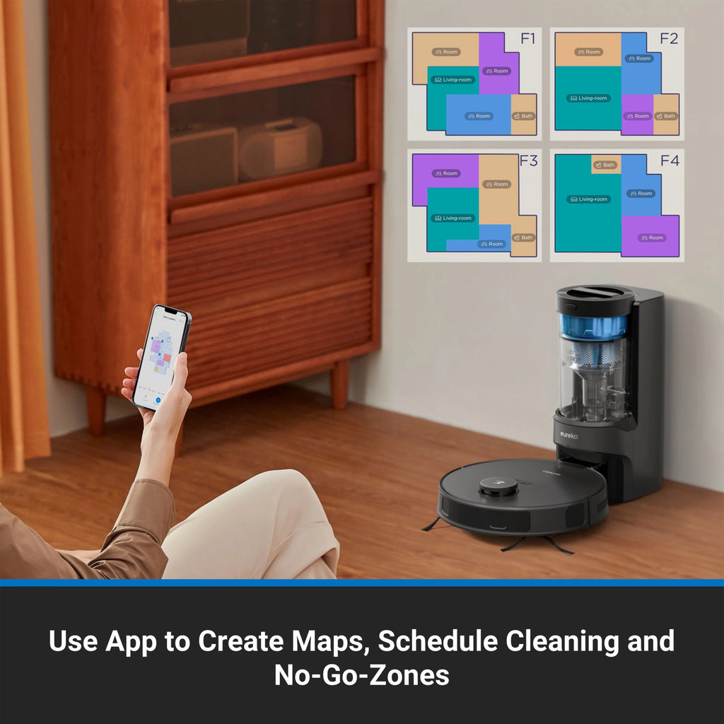 Eureka Self-Emptying Robot Vacuum with HEPA Filter, Smart Navigation & Voice Control, NERE10SW