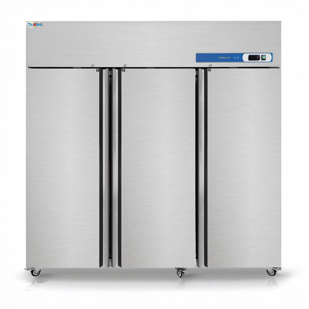 DURING 72" Commercial Refrigerator Freezer Combo, 3-Door Solid Door Reach-In, 54 Cu.ft Upright Fridge Freezer