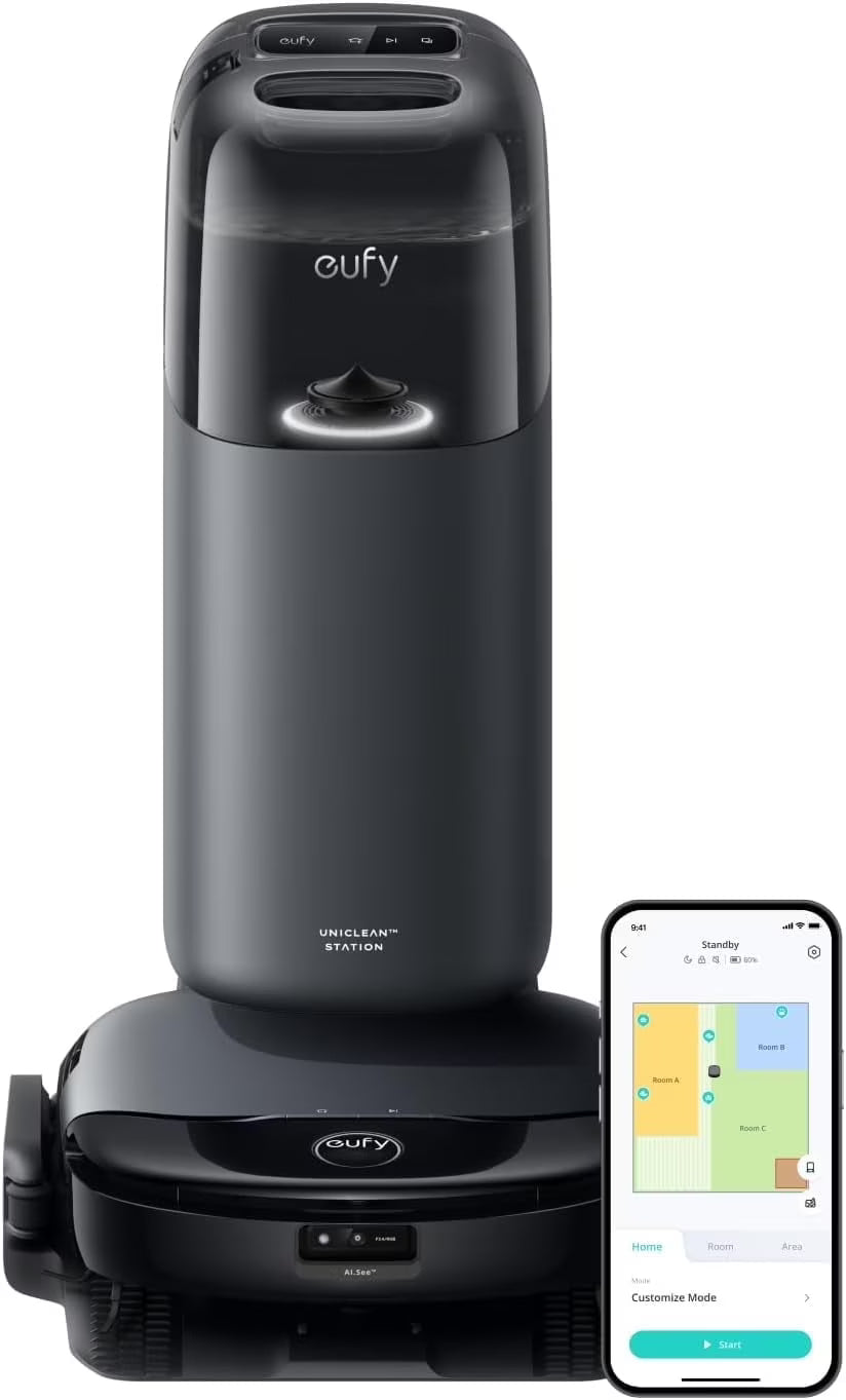 eufy S1 Robot Vacuum and Mop, All-in-One Station, Always Clean Mop, 8,000 Pa Suction, Hot Water Mop Washing, Self-Drying