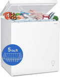 SMAD 5 Cu ft Chest Freezer Removable Baskets Free-Standing Top Open Door Deep Freezer, White