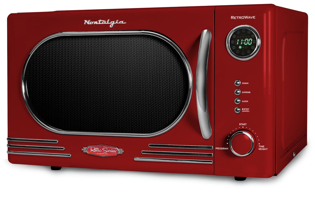 Nostalgia Retro Countertop Microwave Oven - Large 1000-Watt - 1.1 cu ft - 12 Pre-Programmed Cooking Settings - Digital Clock - Kitchen Appliances - Black