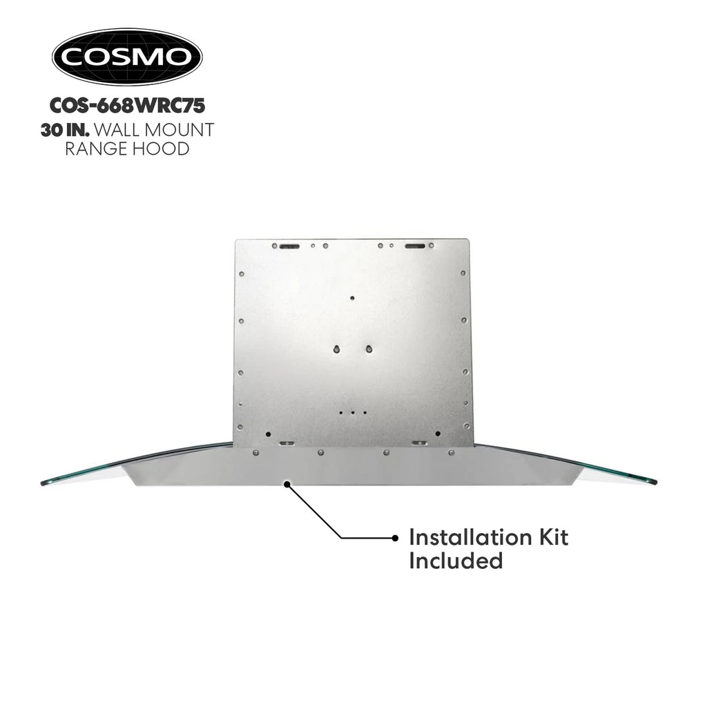 30 in. Vista Collection Ductless Wall Mount Range Hood, Button Controls, LED Lights, Stainless Steel