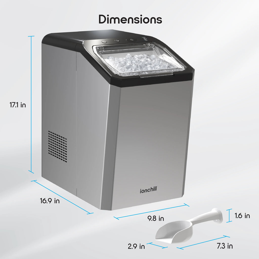 Ionchill QuickCube 3L Capacity Nugget Ice Maker, Stainless Steel