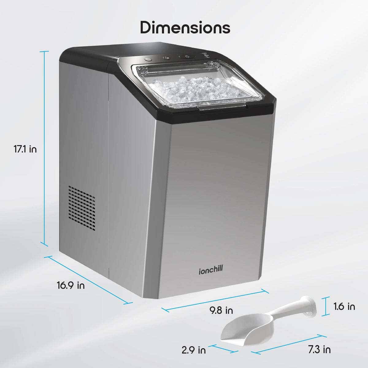 Ionchill QuickCube 3L Capacity Nugget Ice Maker, Stainless Steel