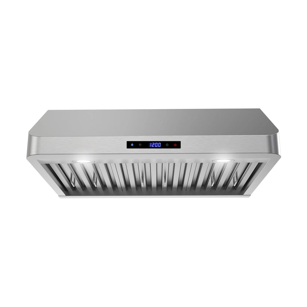 Streamline 30 in. Montecreto Ductless Undermount 406 CFM Range Hood in Brushed Stainless Steel with Baffle Filters, Touchpad Control, LED Lights