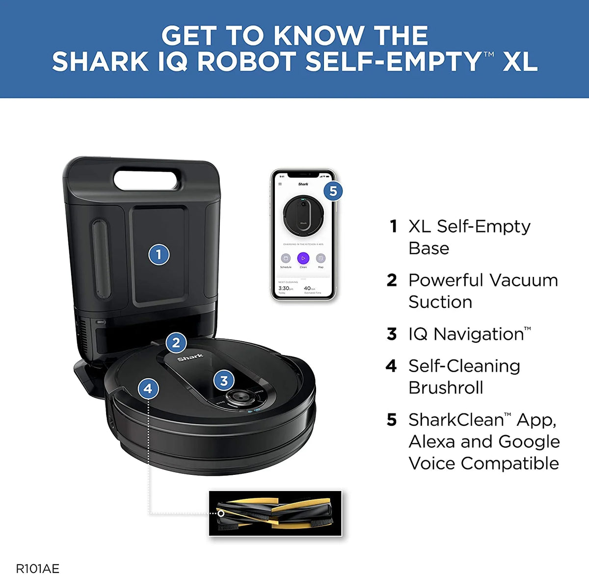 Shark IQ Intelligent Wifi Robot Vacuum Cleaner w/ Self Empty Charger Base, Black