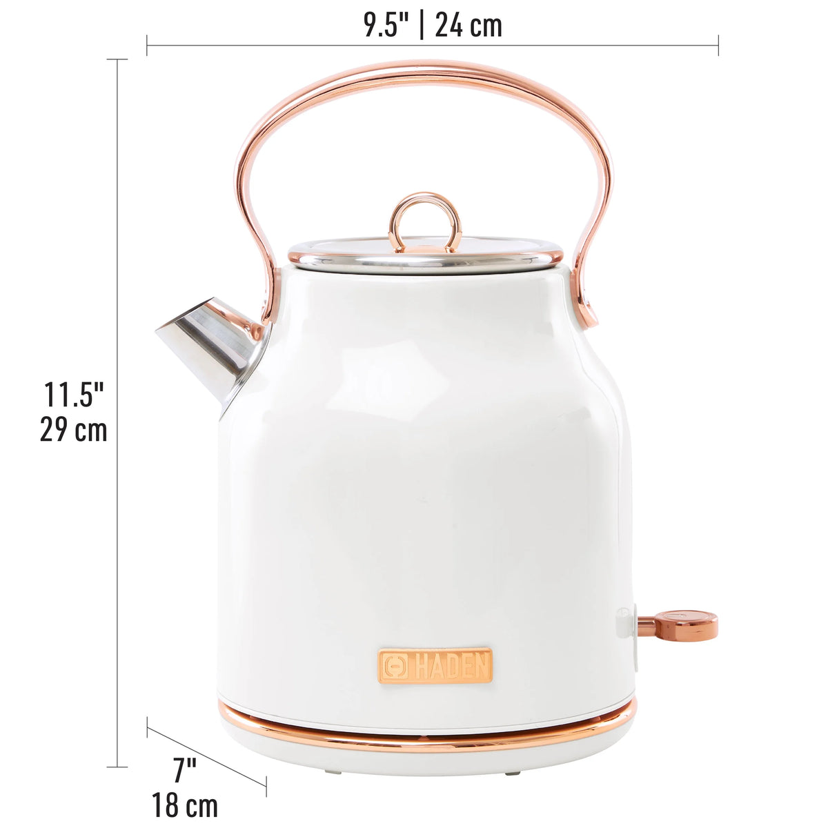 Open Box Haden Heritage 1.7L Stainless Steel Retro Electric Kettle,Ivory/Copper