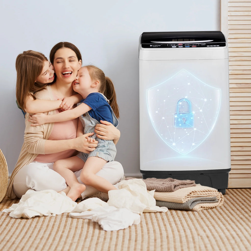 UbesGoo 15.6LBS Portable Washing Machine, Full-Automatic Electric Laundry Machine with Stainless Steel Drum,Compact Washer, Washer and Dryer Combo with Drain Pump for Apartment, Dorms, RV
