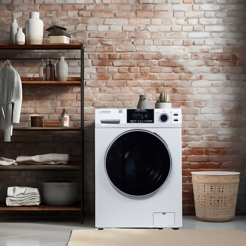 Equator Combination Washer Dryer Ventless/Vented Pet cycle 1.62cf/15lbs 110V with Adjustable legs