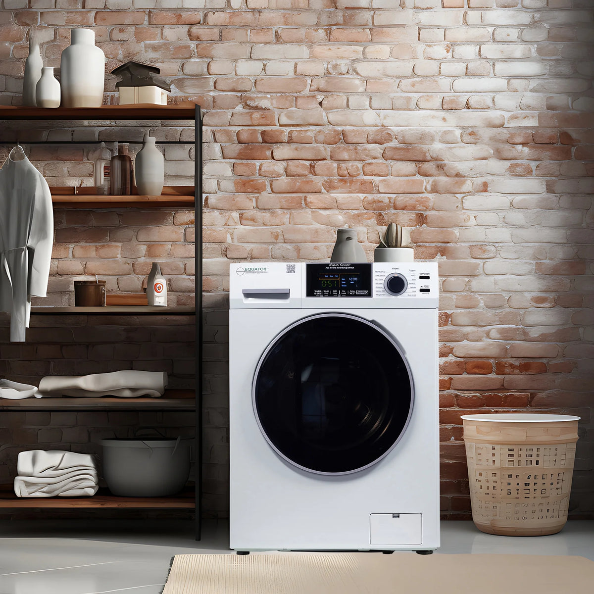 Equator Combination Washer Dryer Ventless/Vented Pet cycle 1.62cf/15lbs 110V with Adjustable legs