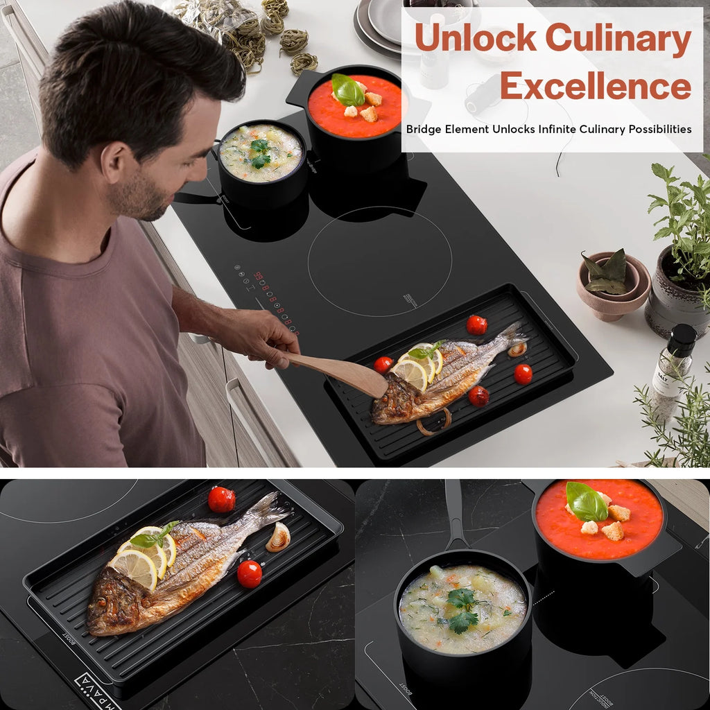 Built-In 36-in 5 Elements Black Induction Cooktop Including Bridge Element