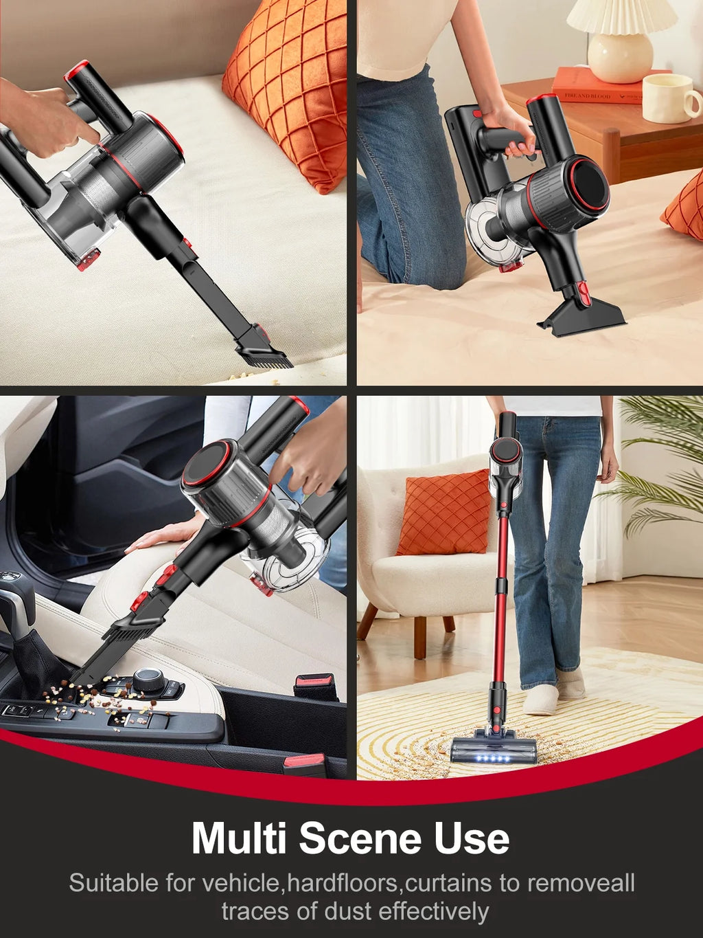 Cocbny Cordless Vacuum Cleaner, 28Kpa 8 in 1 Lightweight Stick Vacuum for Carpet Floor Pet Hair A27, Blue