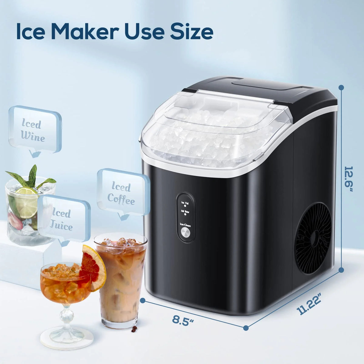 Electactic Nugget Ice Maker Countertop, 35lbs/24H, Self-Cleaning, Pebble Portable Ice Machine with Handle (White)
