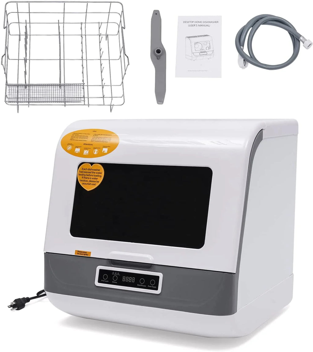 FETCOI Portable Countertop Dishwasher, Compact Mini Dishwasher with Air-Dry Function, 3 Washing Programs, for Small Apartment, RV