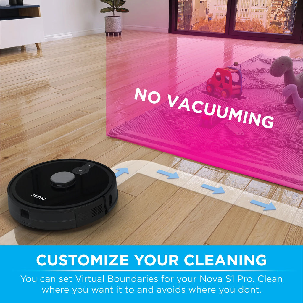iHome AutoVac Nova S1 Pro Self Empty Robot Vacuum, LIDAR Mapping, 150 Min Runtime, Strong Suction, New