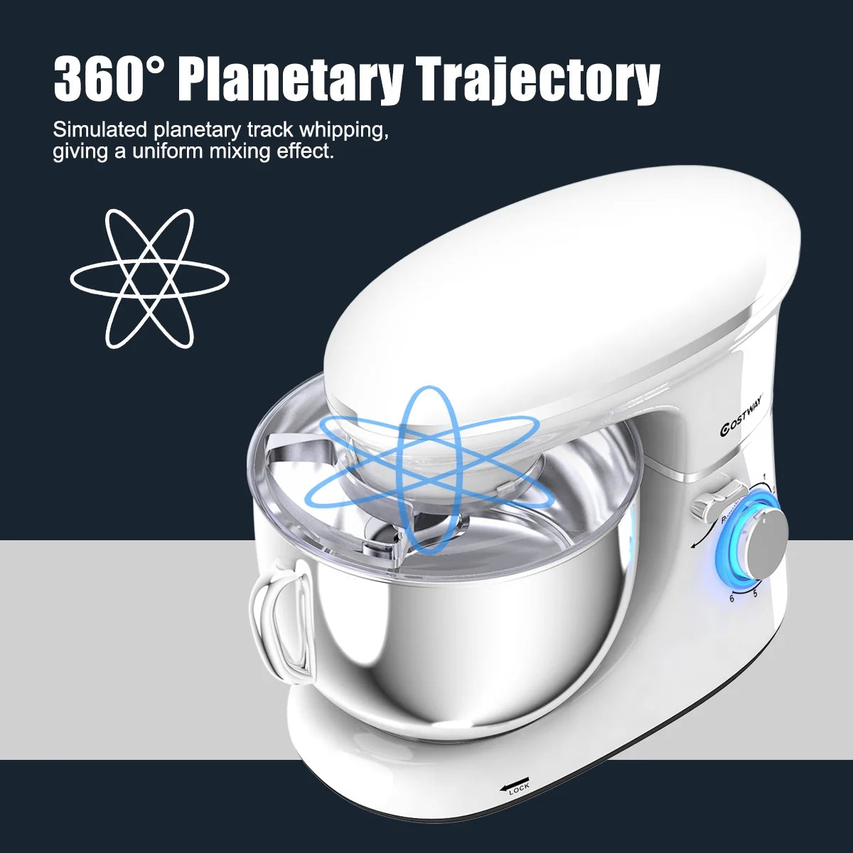 Costway 6.3 QT Tilt-Head Food Stand Mixer 6 Speed 660W wIth Dough Hook, Whisk & Beater Black