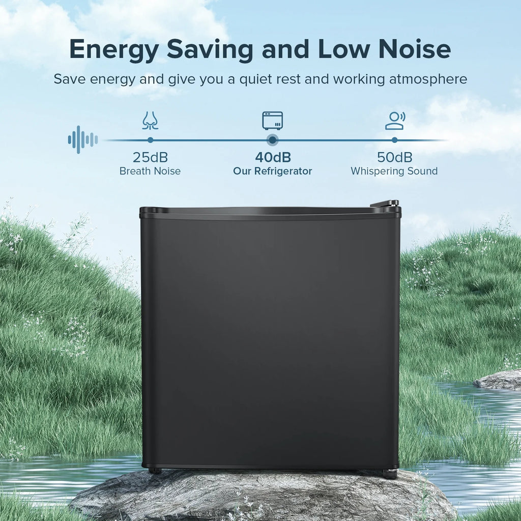 1.7 Cu ft Compact Single Door Refrigerator - Energy Efficient, Reversible Door, Perfect for Home, Office, or Dorm, Black