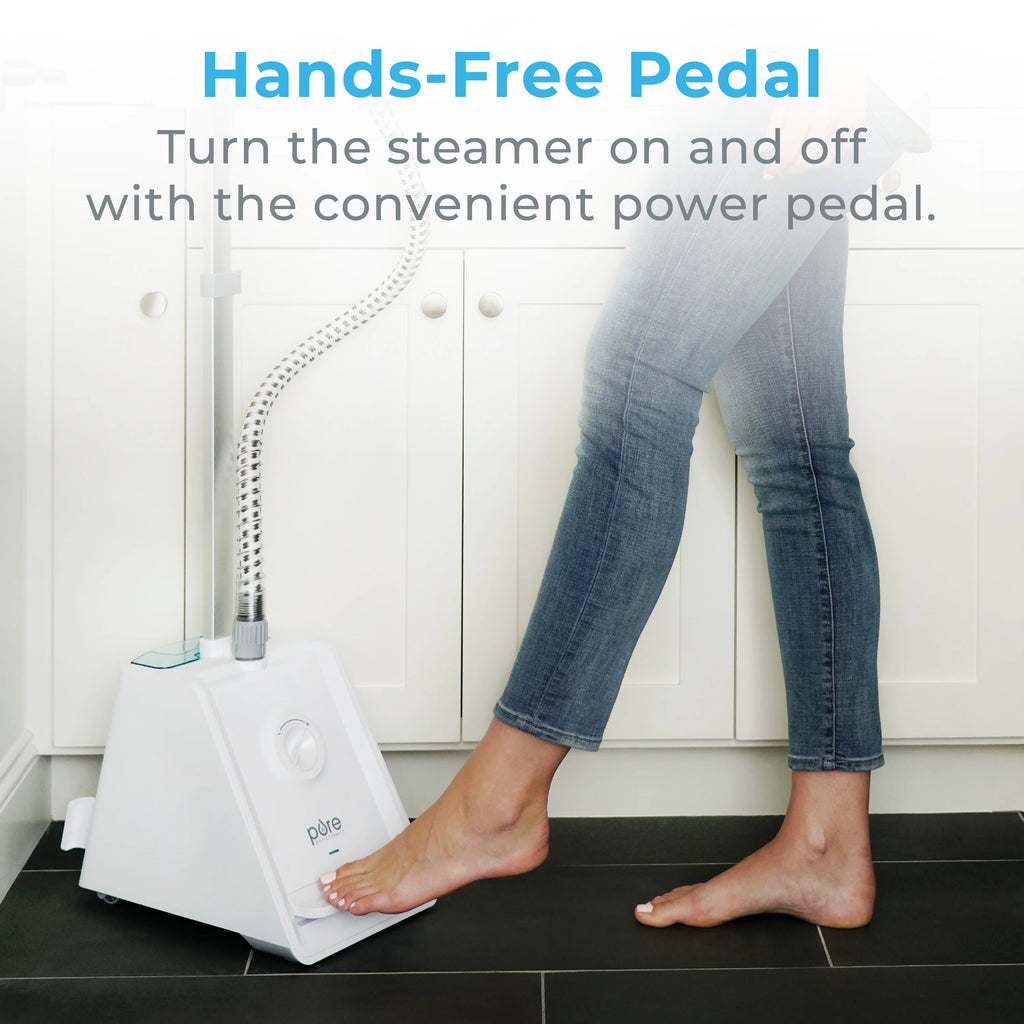Pure Enrichment PureSteam Pro Upright Clothes Steamer - Professional Standing Garment Steamer & Foot Pedal - Half Gallon Tank with 1 Hr of Sanitizing Steam at 4 Heat Levels that Heats in 45 Seconds