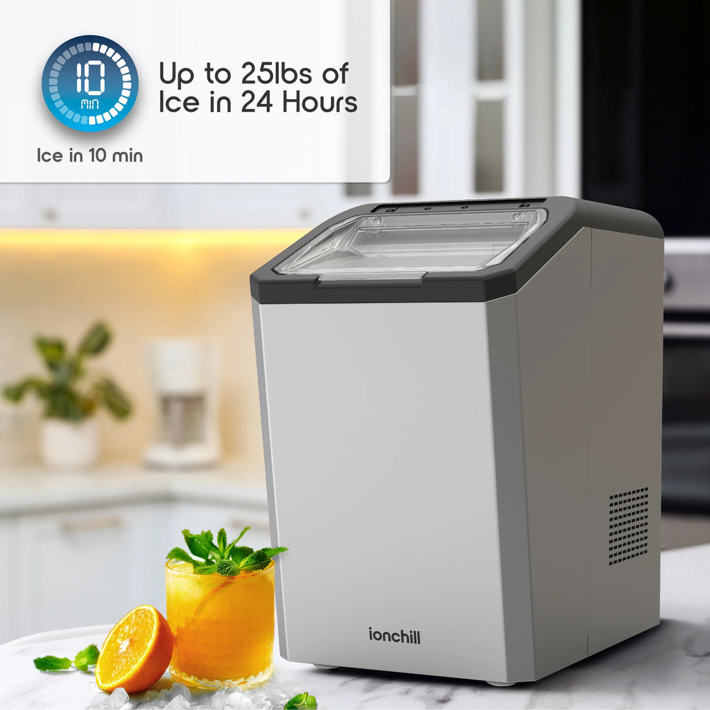 Ionchill QuickCube 3L Capacity Nugget Ice Maker, Stainless Steel