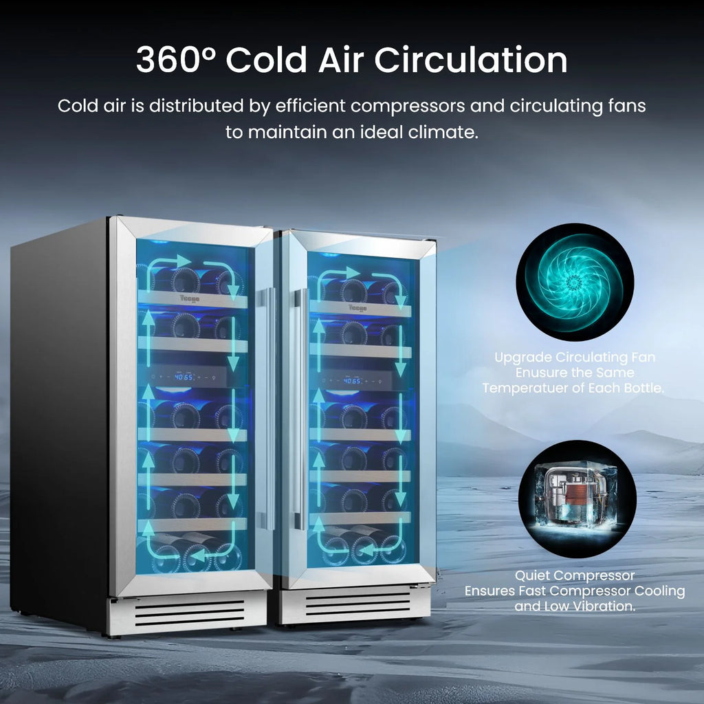 Yeego 30" Wine and Beverage Refrigerator,Two 15" Wine and Beverage Cooler Under Counter or Freestanding, Hold 33 Bottles and 80 Cans(Two Pack)