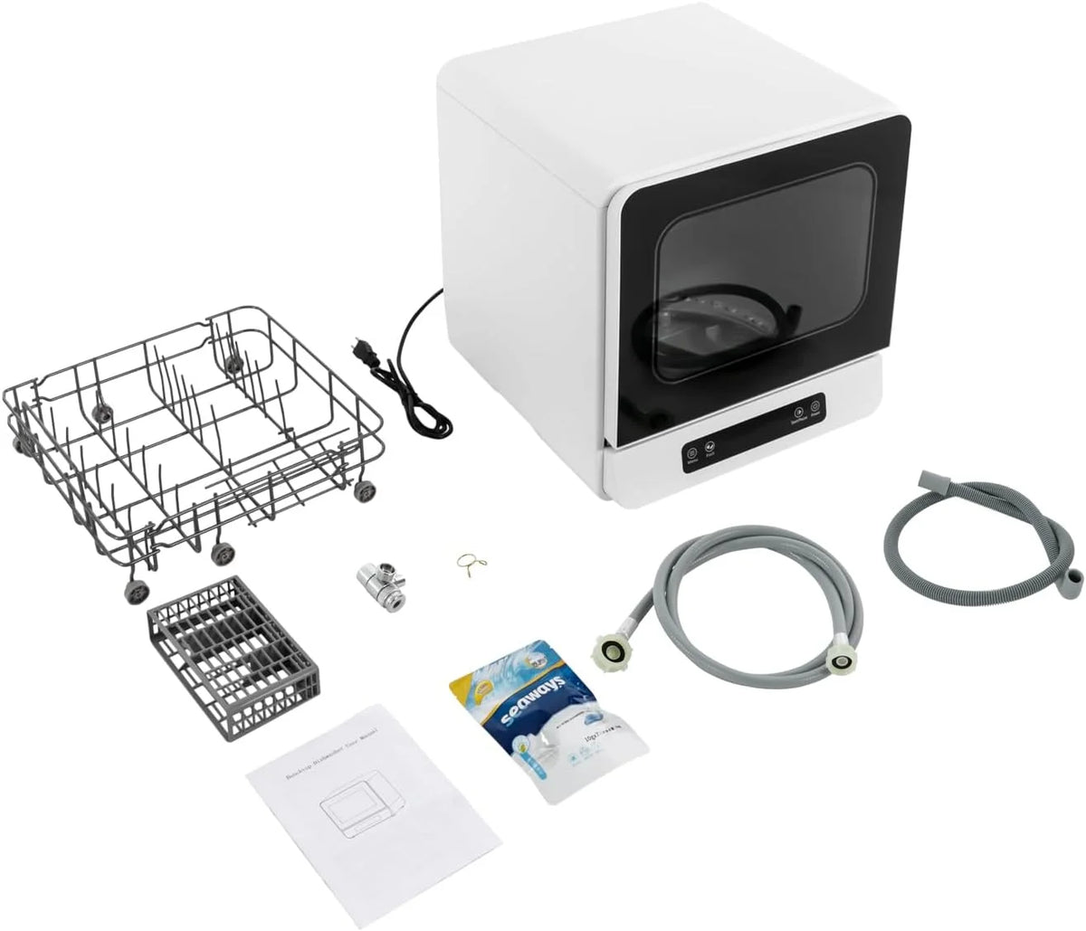 Countertop Dishwasher Compact Dishwasher, Mini Dishwasher with 4.8L Built-in Water Tank 110V Portable Dishwasher 5 Washing Programs 360�� Dual Spray Mini Dishwasher for Apartments RVs 590W
