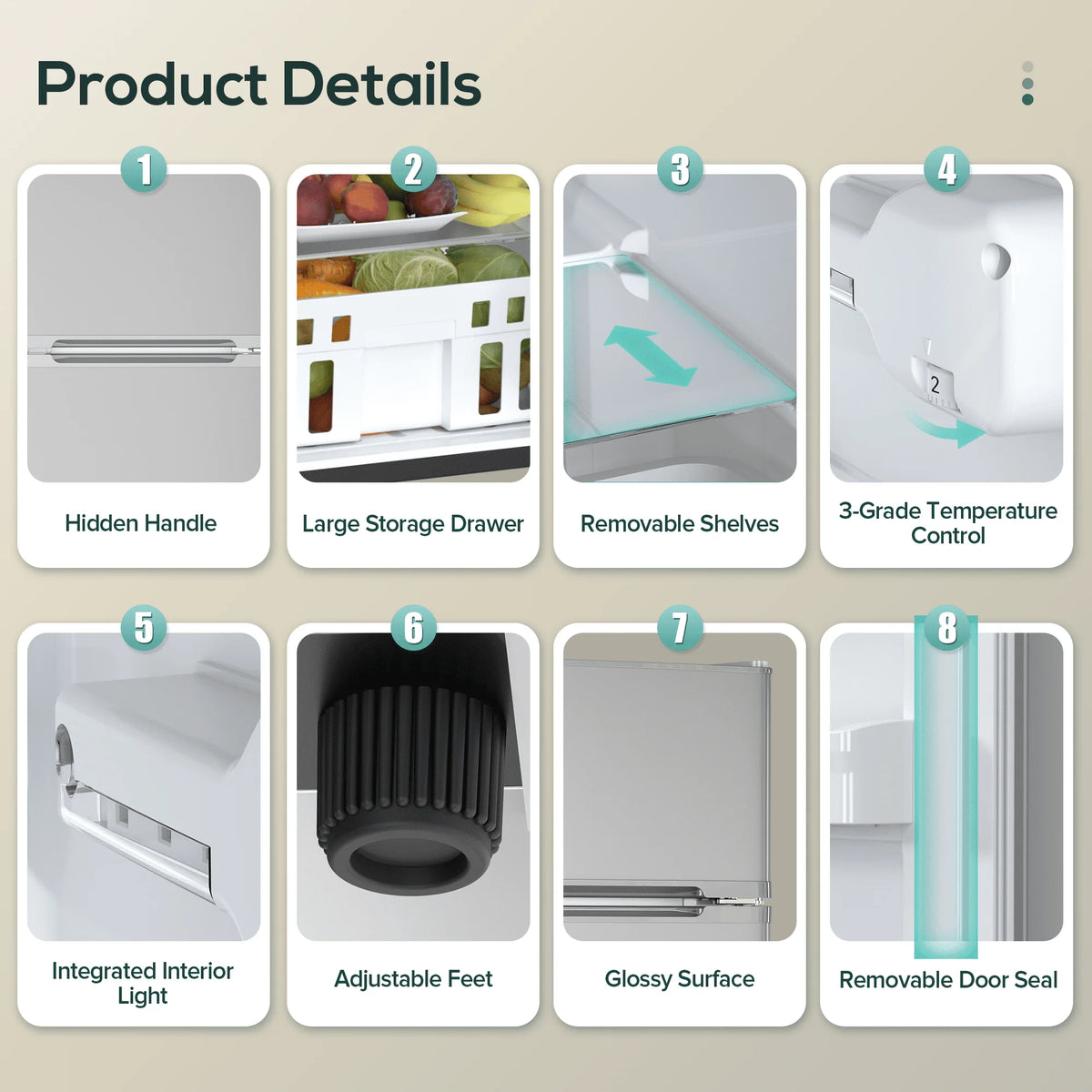 Moifoi 3.1 Cu. Ft. Two-Door Compact Refrigerator, Gray