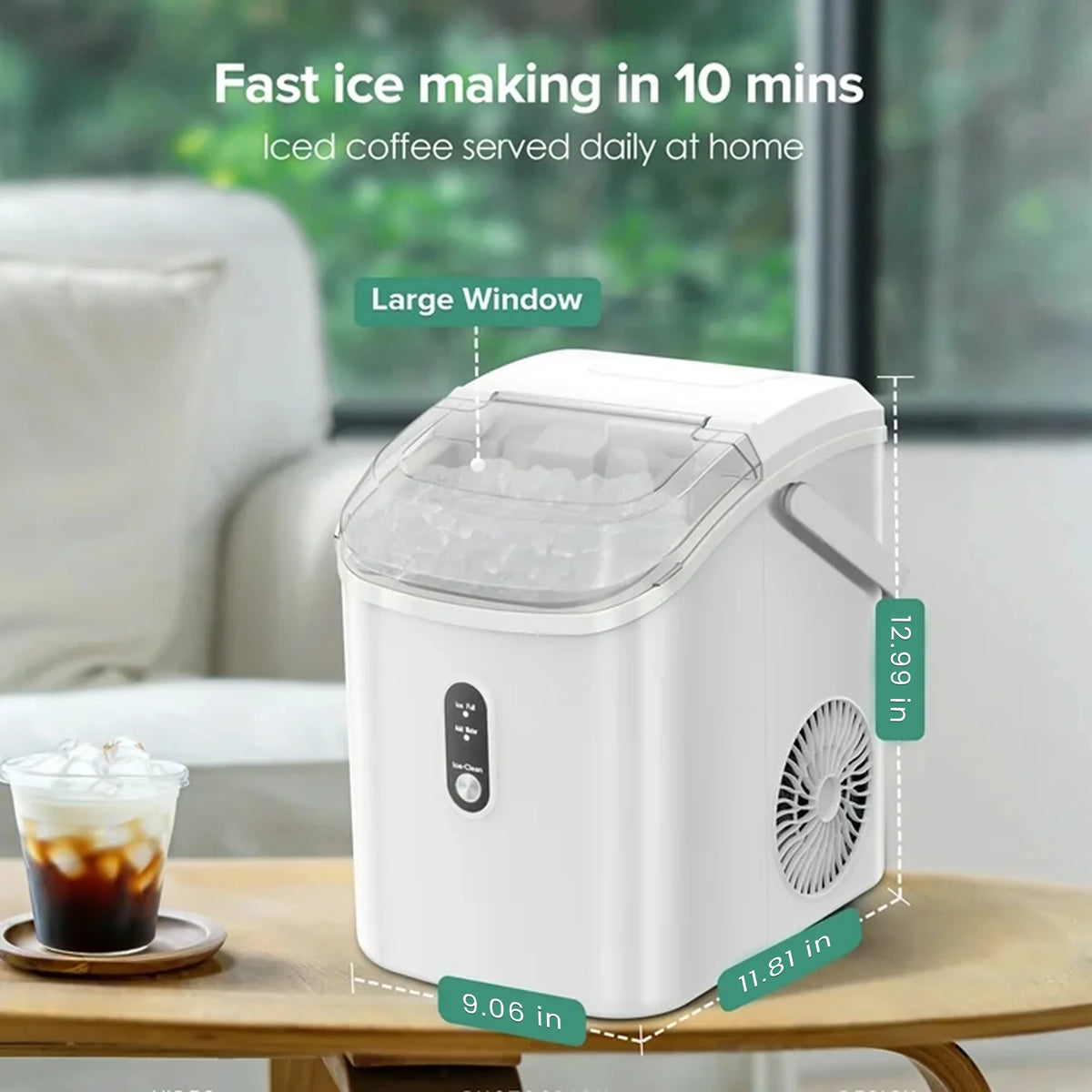 KISSAIR Nugget Ice Maker Countertop with Soft Chewable Pellet Ice, Portable Ice Machine with Handle, 35lbs/24H, Grey
