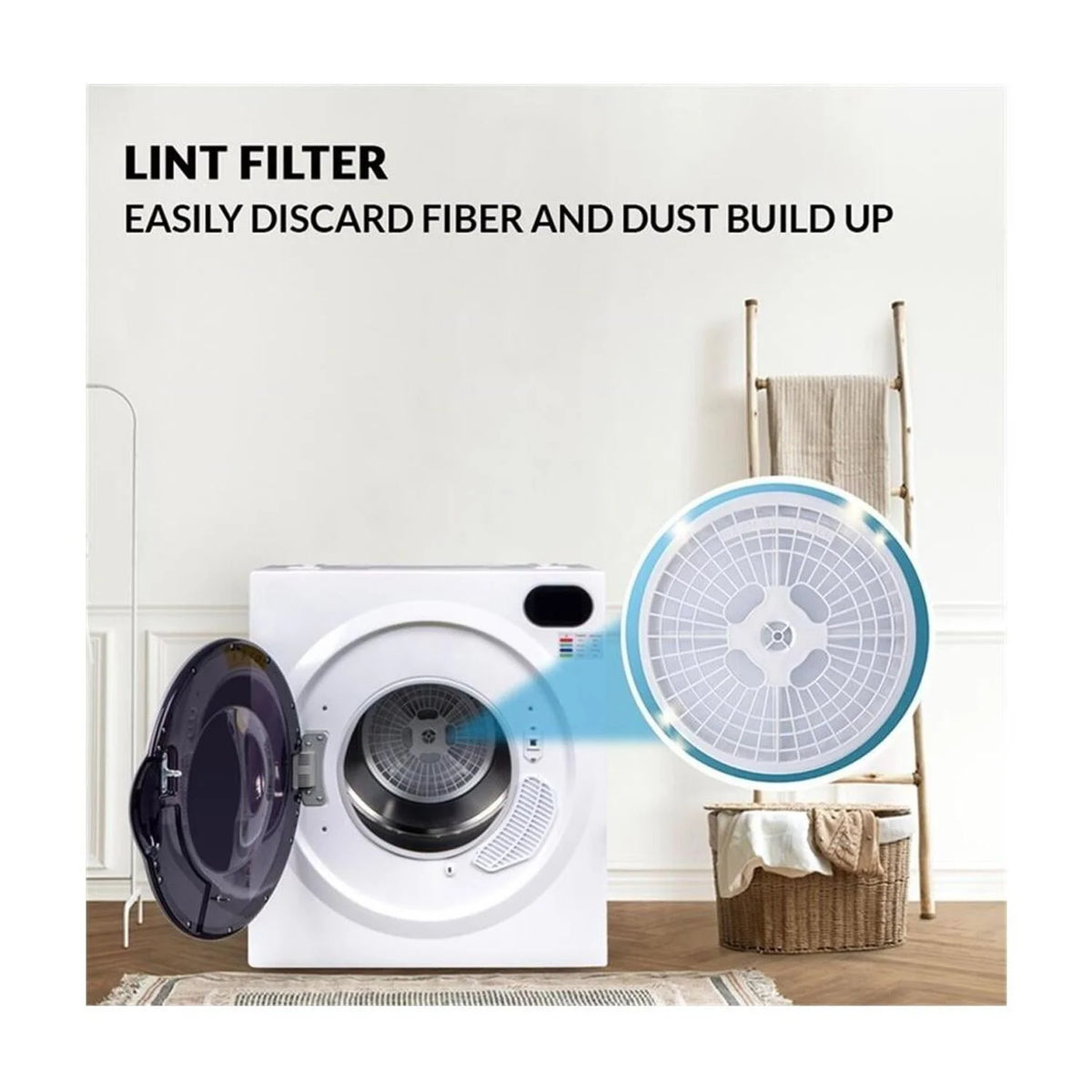 3.5 cu.ft. Compact Electric Standard Dryer with Refresh function, Sensor Dry, Wrinkle guard