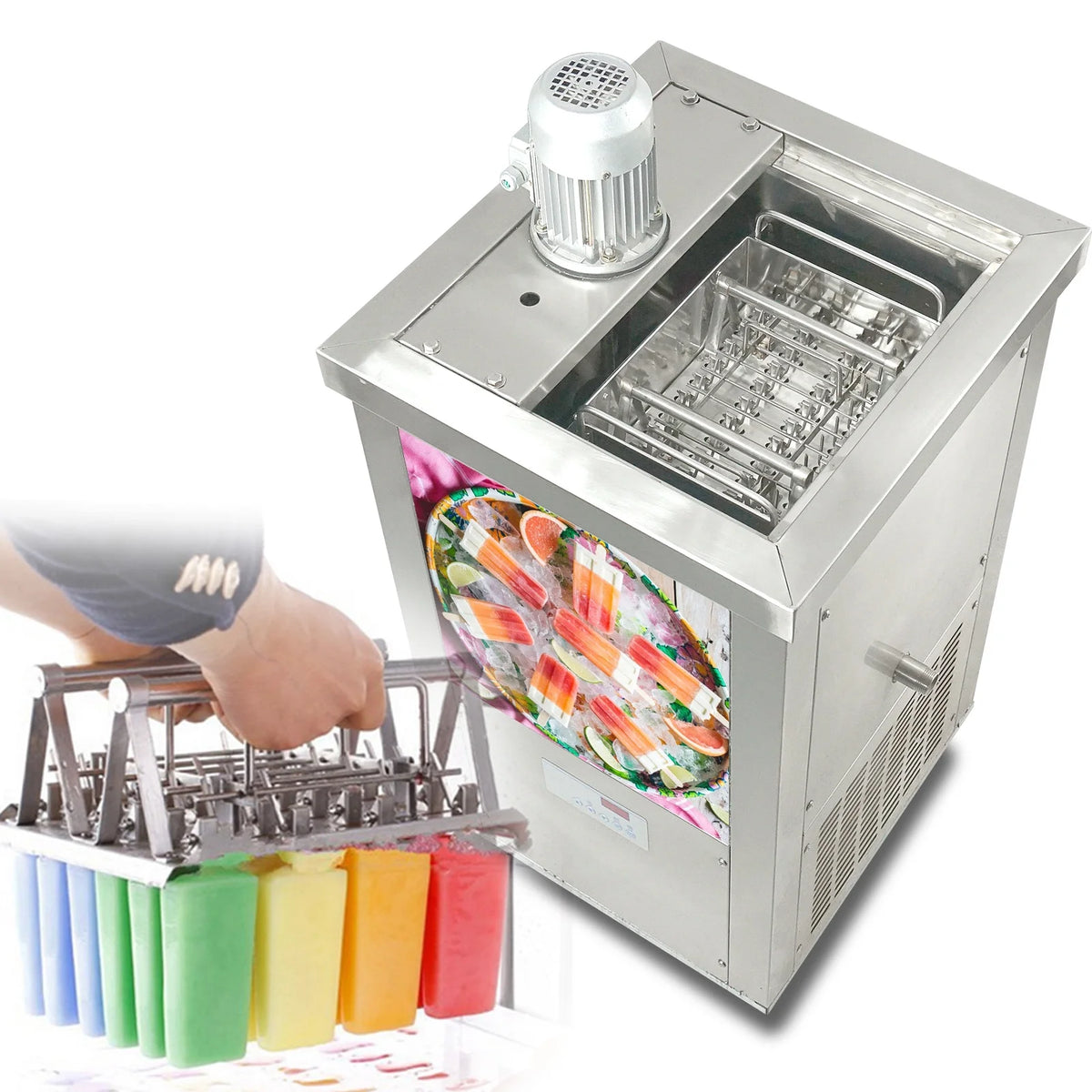 Kolice Commercial Popsicle Ice Cream Machine,Ice Bars Machine, Ice Pops Maker-Included 1 Stainless Steel Mold Set