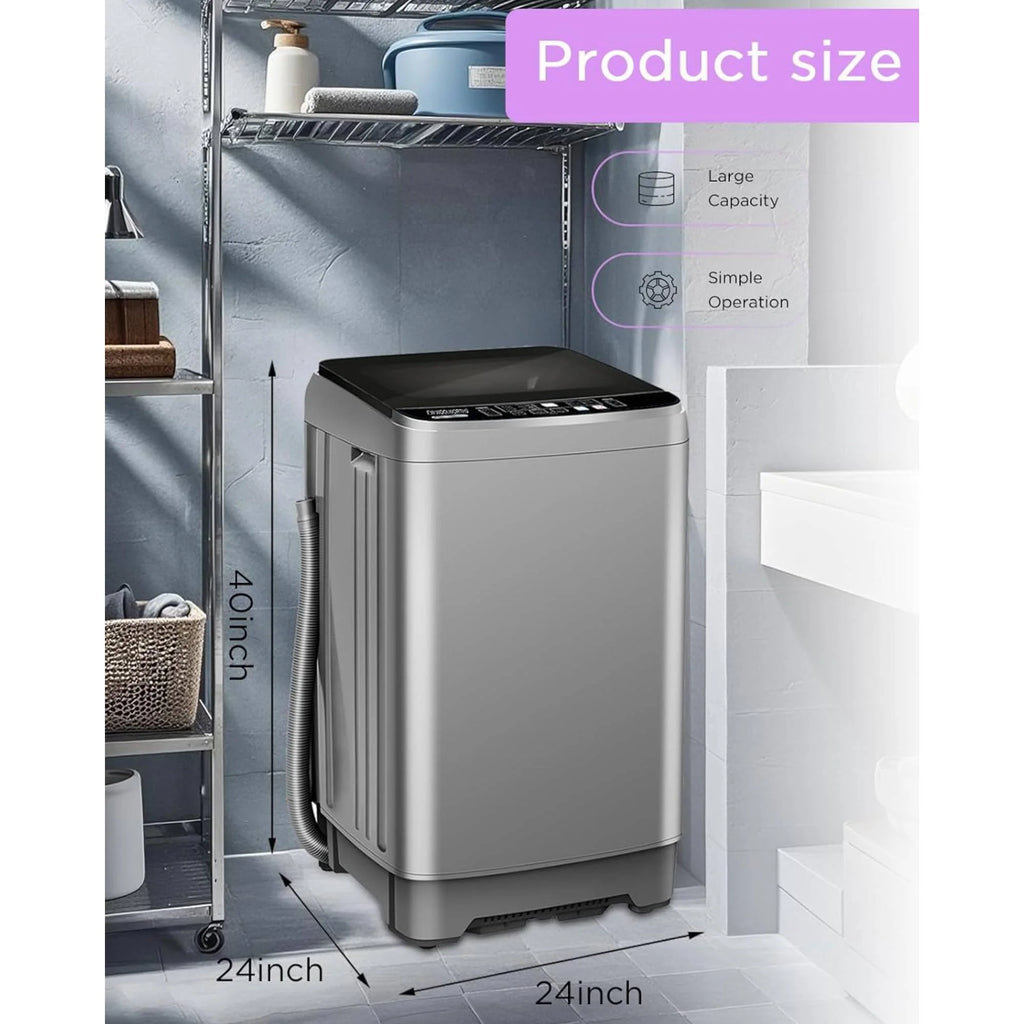 Top Load Washing Machine 25lbs Full Automatic Compact Washer and Dryer with 10 Programs & 8 Water Levels Laundry Machine for For Apartment, Home, Dorms, RV