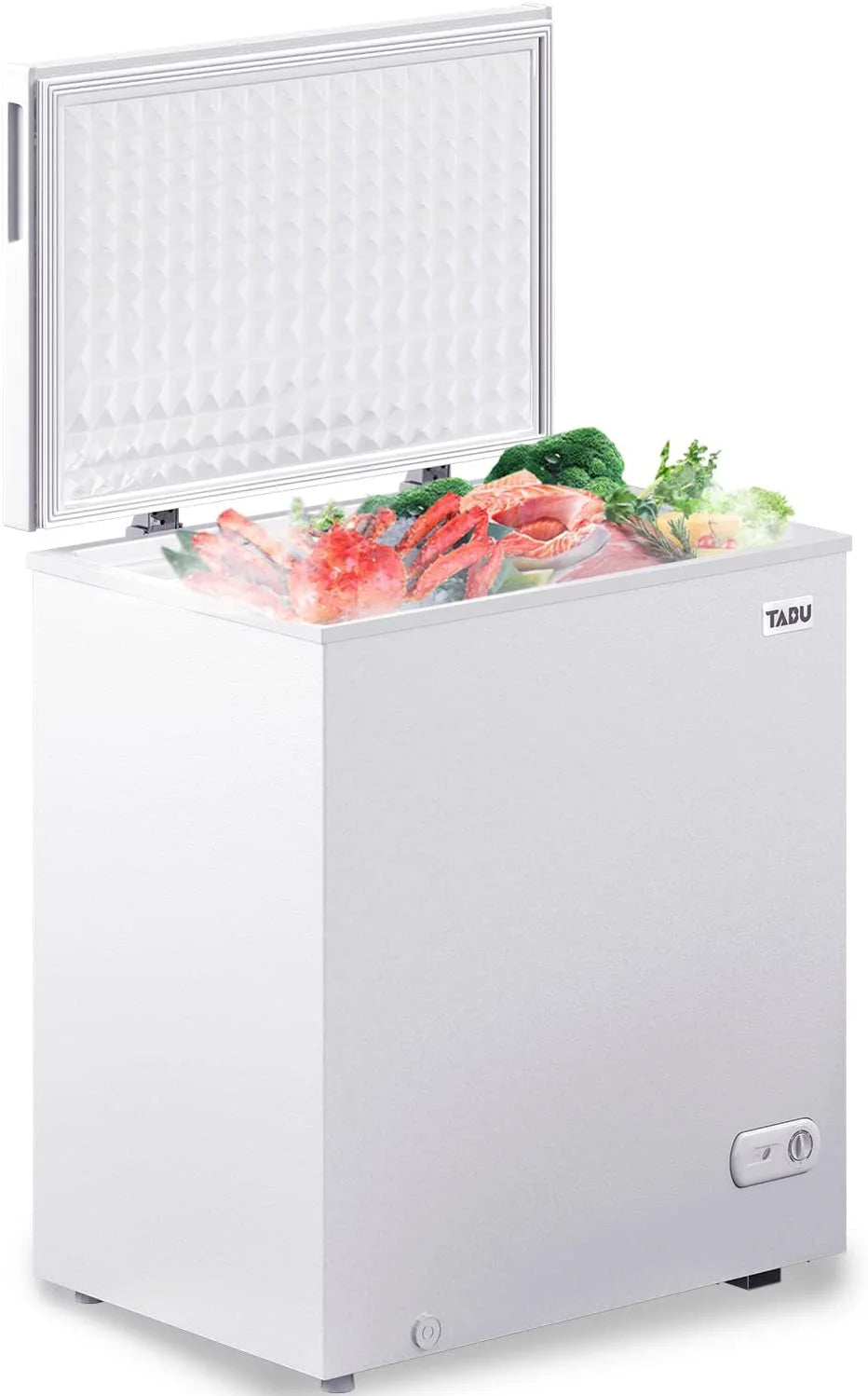 TABU Chest Freezer, 10.0 Cu ft Deep Freezer with Removable Basket, Adjustable Temperature, Compact Freezer with Top Open Door (White)