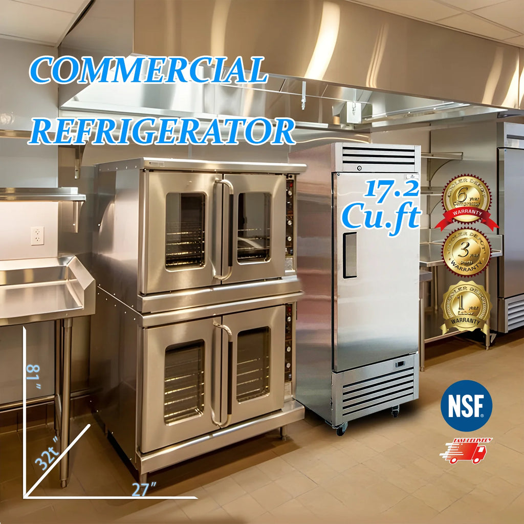 Reach-In Upright 17.2 Cu.Ft Commercial Freezer, Stainless Steel