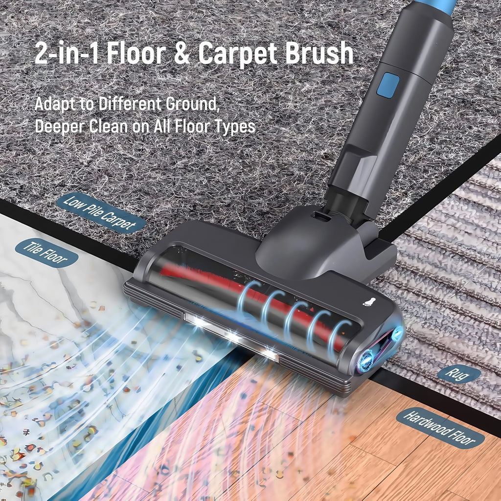 Lazyswan Cordless Vacuum Cleaner 35KPA 400W Stick Vacuum 50min 2200mAh for Home Pet Hair Car Carpet Hardwood Floor