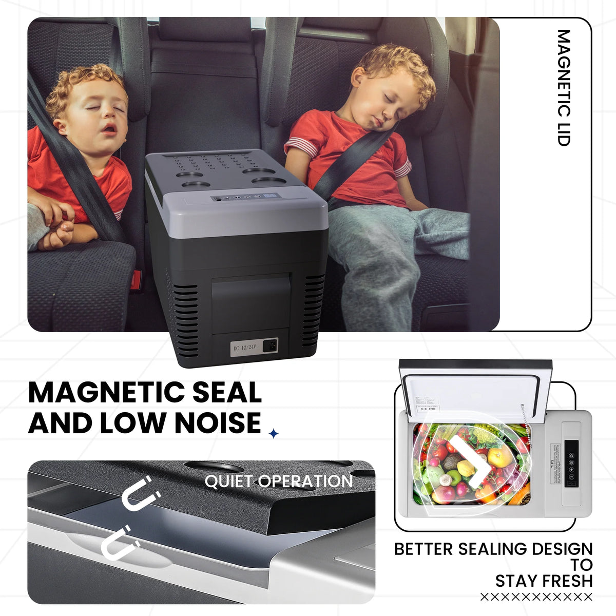 Simzlife 12 Volt 19QT(18L) Portable Car Refrigerator, -4℉~50℉, 12/24V DC & 110-240V AC, Mini Fridge for RV Camping, Travel, Truck, Home, Black