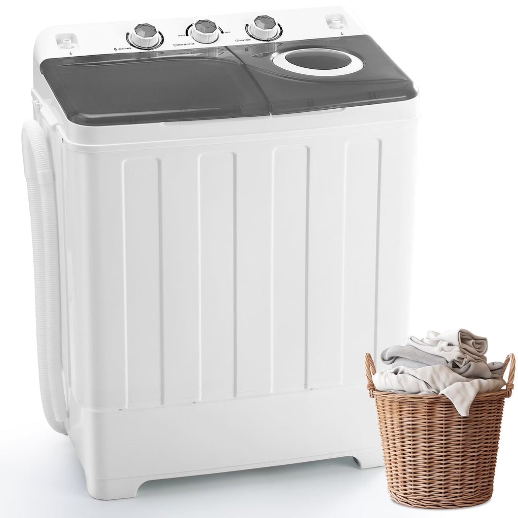 Artbros 28lbs Portable Twin Tub Washing Machine with Drain Pump, Compact Laundry Washer for Apartments, Dorms, Blue